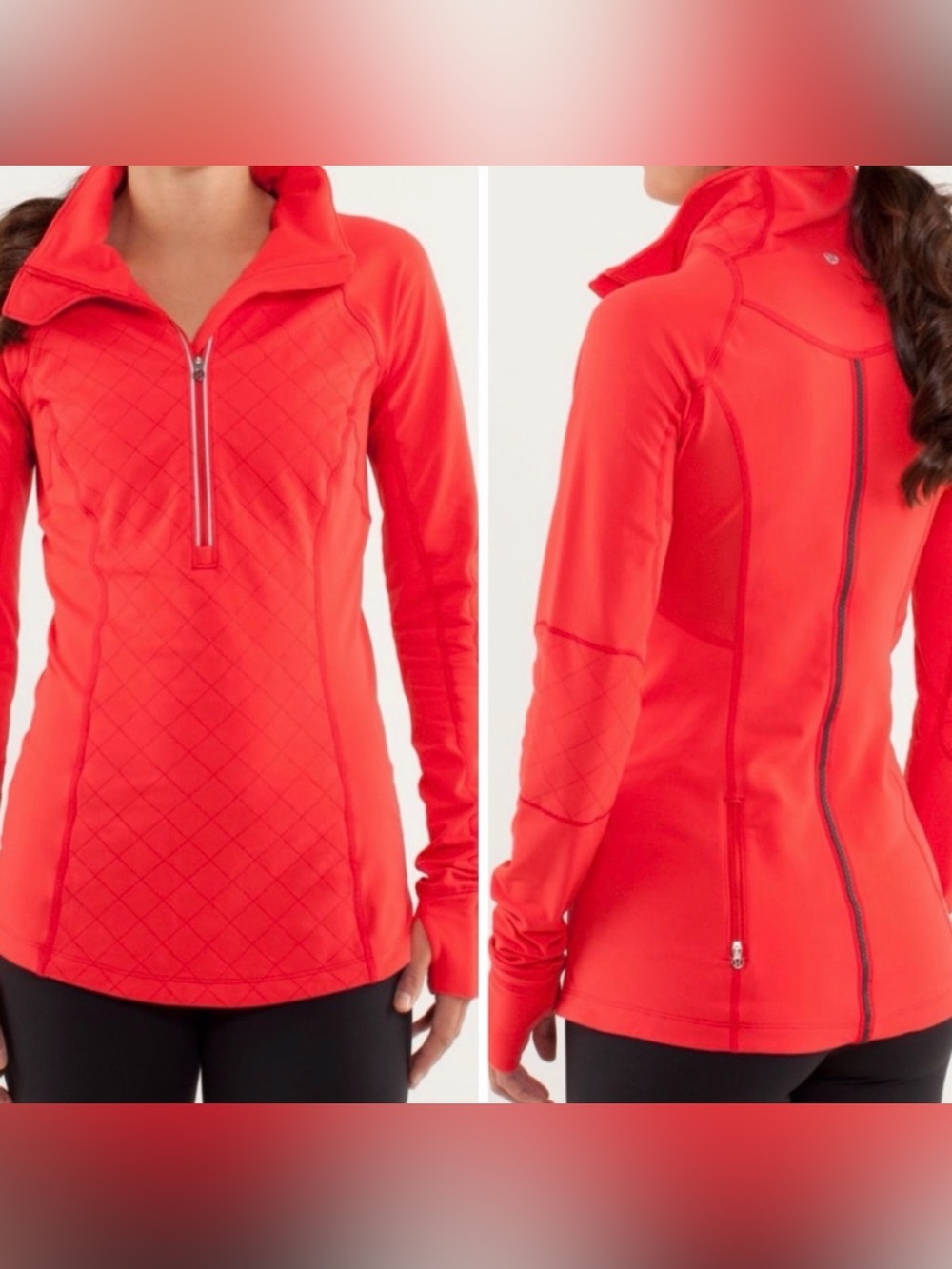 Women's Lululemon Run: Toasty Tech 1/2 Zip Pullover - Red W/ Reflect - Size 4